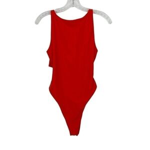 Sara Swim Red One Piece Tie Back Swimsuit Size Large NWT (Note Flaw)